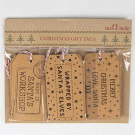 Sass & Belle Gift Tags Brown Santas Workshop -Set of 15-