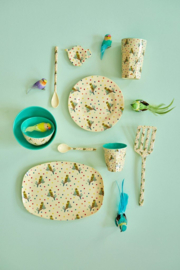 Rice Melamine Rectangular Plate - Budgie Print