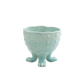 Rice Ceramic Flower Pot in Mint and Crackled Look