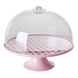 Rice Melamine Cake Stand with Sweet Hearts Print