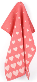 Bunzlau Tea Towel Hearts Red