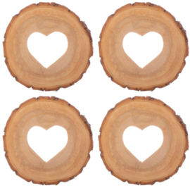Sass & Belle Coasters Wooden Cut out Heart -set of 4-