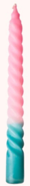 Rice Twisted Two Tone Candle Pink - Grey (Let op: foto 2 is de daadwerkelijke kleur)