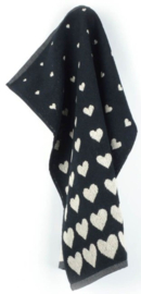 Bunzlau Kitchen Towel - Hearts Black