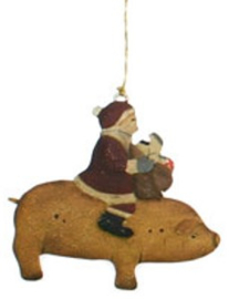 Meander Hanger Santa op Varken -metaal-