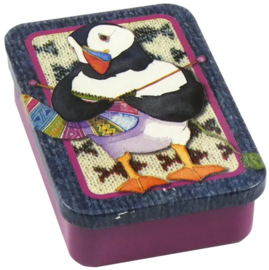 Emma Ball Mini Pocket Tin - Knitting Puffin