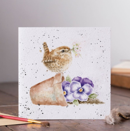 Wrendale Designs Card 'Pottering About' Wren -vierkante kaart-