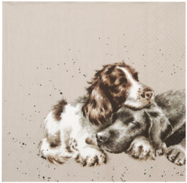 Wrendale Designs Lunch Napkins 'Growing Old Together' Spaniel and Labrador