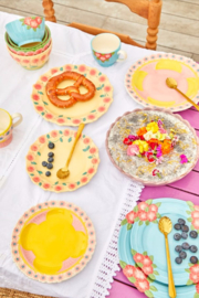 Rice Dinner Plate with Embossed Flower Design - Yellow