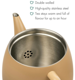 Bredemeijer Dubbelwandige theepot Vera - 0,9 liter - Latte Bruin - Met filter