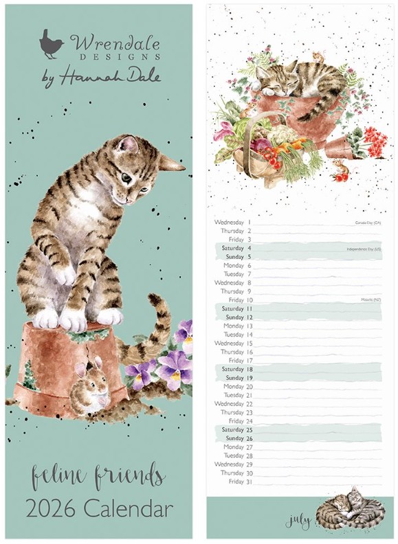 Wrendale Designs 'Feline Friends' Slim Calendar 2026