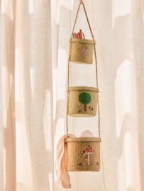 Rice Raffia 3 Tier Hanging Storage Basket - Happy Forest
