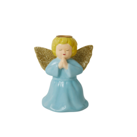 Rice Small Angel Ceramic Candle Holder - Baby Blue