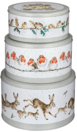 Wrendale Designs Set of 3 Cake Tins Country Animal -Christmas-