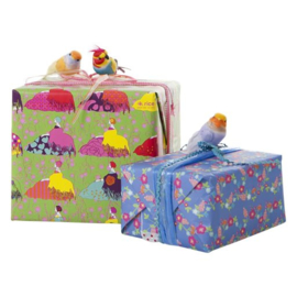 Rice Assorted Small Gift Wrapping Deco Birds with Clip -set of 6-
