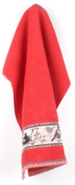 Bunzlau Kitchen Towel Birds Red