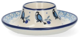 Bunzlau Egg Cup Flat Blue Bird -Limited Edition-
