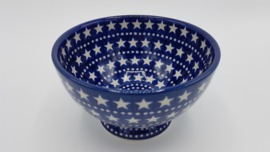 Bunzlau Bowl on Foot 630 ml Ø 14,5 cm Blue Stars
