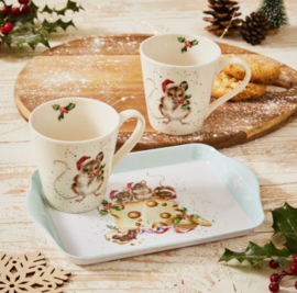 Wrendale Designs 'Holly Jolly' Two Mug & Tray Set -kerst-