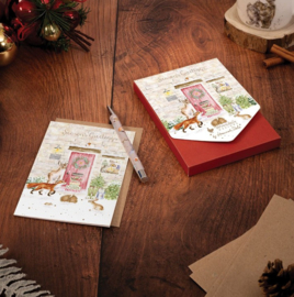 Wrendale Designs 'Christmas Cottage' Woodland Animal - Christmas Card Pack - set van 8 kaarten