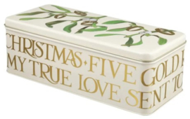 Emma Bridgewater - Five Gold Rings - Mistletoe - Long Rectangular Tin -langwerpig-
