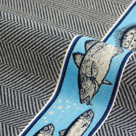 Bunzlau Tea Towel - Fish Dark Blue