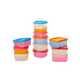 Rice Assorted Small Plastic Food Boxes in Net - 12 pieces