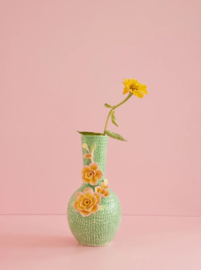 Rice Ceramic Vase with Flowers - Green