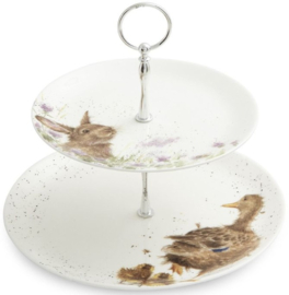 Wrendale Designs 'Rabbit & Duck' 2 Tiered Cake Stand