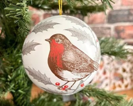 Thornback & Peel Robin & Holly Bauble Tin  -per stuk-