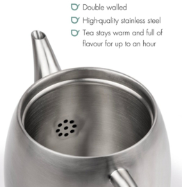 Bredemeijer Dubbelwandige theepot Vera - 0,9 liter - RVS Mat - Met filter