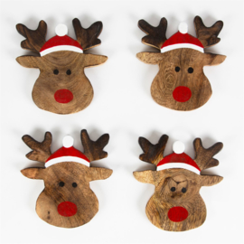 Sass & Belle Coasters -set of 4- Rudolph the Reindeer