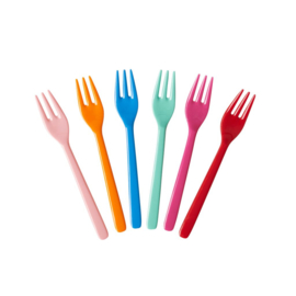 Rice Melamine Cake Forks - Assorted 'Choose Happy' Colors - Bundle of 6