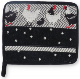 Bunzlau Kitchen Pot Holder - Chickens Black