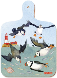 Emma Ball Small Chopping Board - Diving Puffins