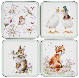 Wrendale Designs Coasters 'Wildflower' Animal - Set of 4