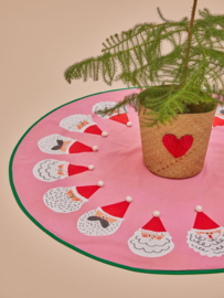 Rice Round Cotton Christmas Tree Carpet / Table Cloth with Pompoms