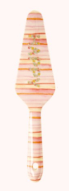 Rice Melamine Cake Server Happy Pink Print 'Believe in Red Lipstick'