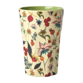 Rice Tall Melamine Cup - Winter Rosebuds Print