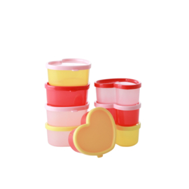 Rice Assorted Small Plastic Food Boxes in Net - Heart Shaped- 8 pieces