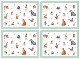Wrendale Designs Placemats 'Country Set' Country Animal - Set of 4 -large size- 