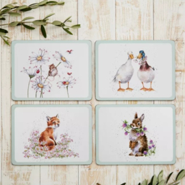 Wrendale Designs Placemats 'Wildflower' Animal - Set of 4  -small size-