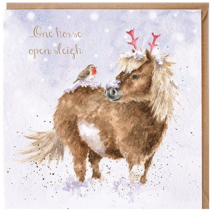 Wrendale Designs 'One Horse Open Sleigh' Horse Christmas Card