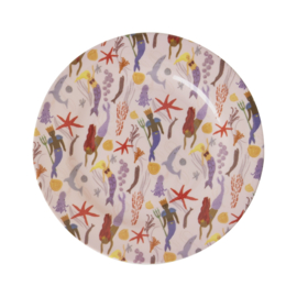 Rice Melamine Lunch Plate - Mermaid Print -bord met rand-