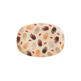 Rice Small Melamine Rectangular Plate - Hands and Kisses Print