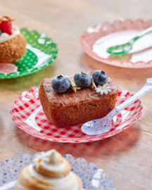 Rice Acrylic  Cake Plate - Red Check