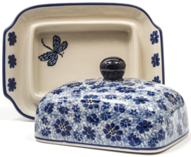 Bunzlau Butter Dish with Plate Dragonfly