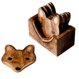 Sass & Belle Coasters -set of 6- Wooden Fox
