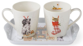 Wrendale Designs 'There's No Place Like Home' Two Mug & Tray Set -kerst-
