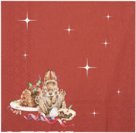 Wrendale Designs Lunch Napkins 'Merry Little Christmas' Rabbit